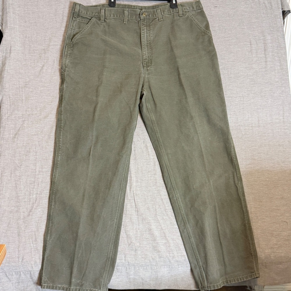 Carhartt Work Pants Mens Khaki Tan Carpenter Relaxed Fit Size 42x32